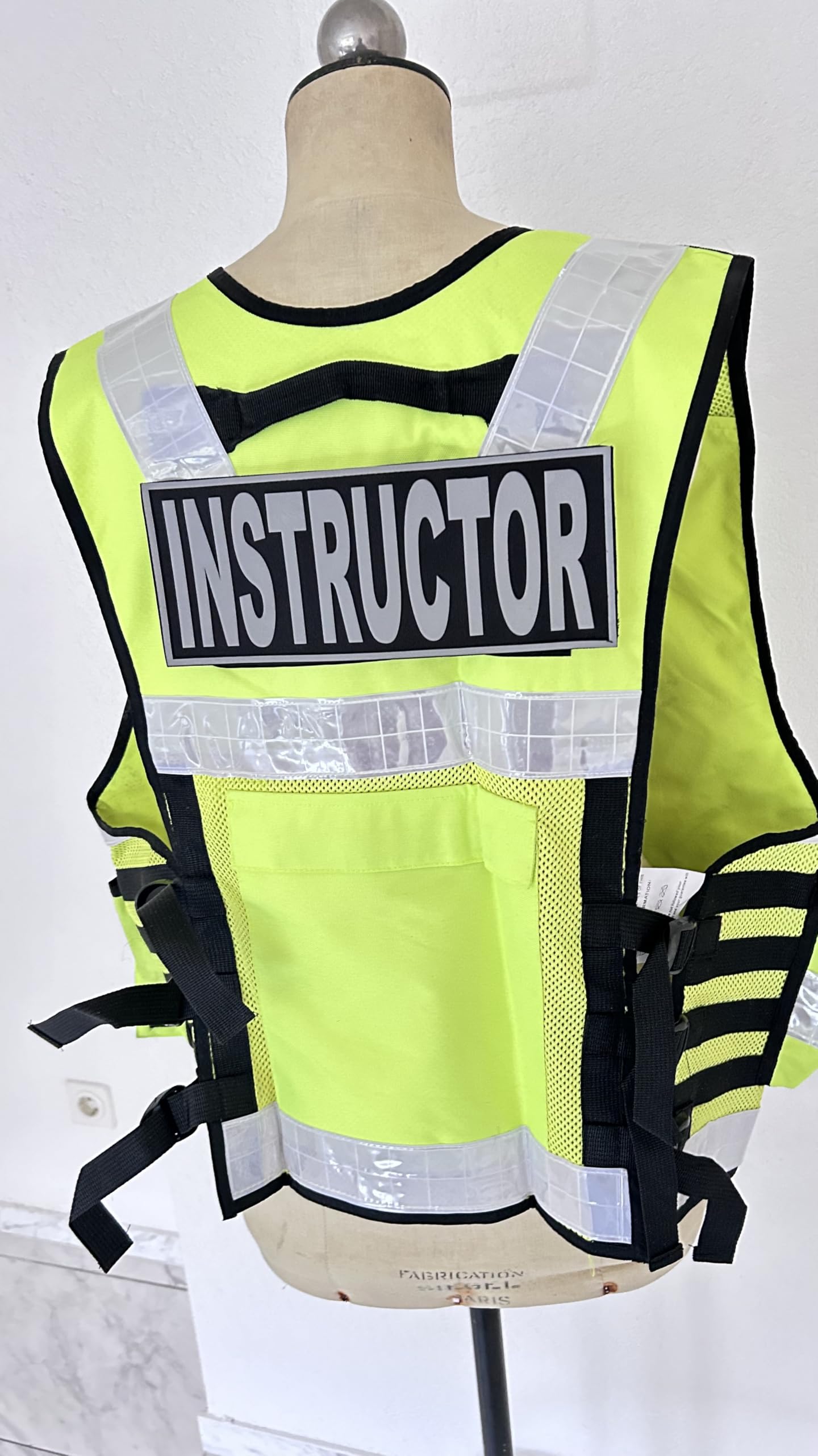 Sicherheitsweste Multifunktionsweste Gelb&Leiste & INSTRUCTOR | Reflektierend, Mit Leiste, 2 Patch INSTRUCTOR, Kennzeichnungsweste, Werkschutz Security