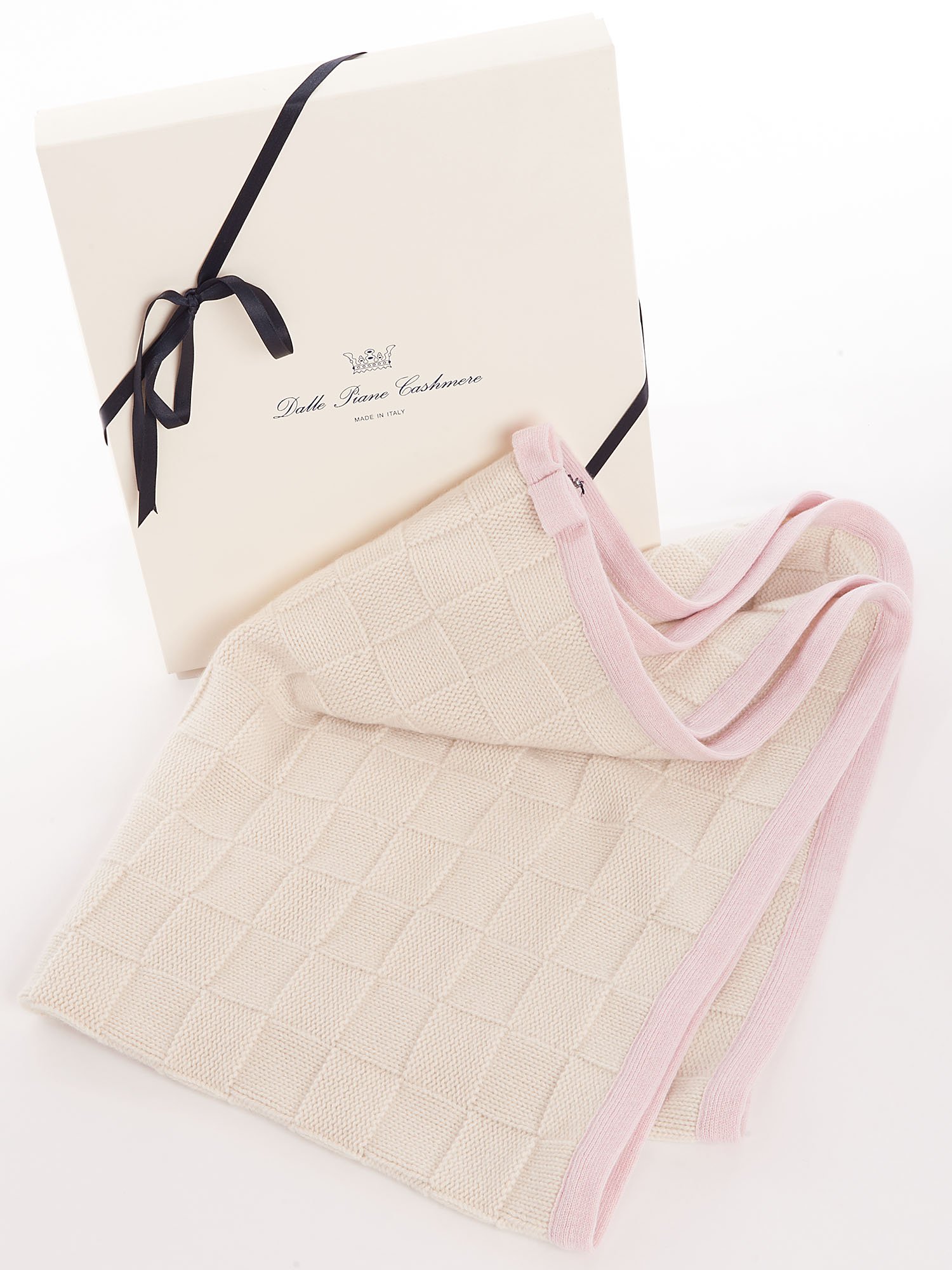 DALLE PIANE CASHMERE Coperta Neonato con Bordo 100% Cashmere - Rosa | Coperta per neonato morbida, 100x74cm, ideale per culla e passeggino, un tenero regalo nascita e battesimo, Made in Italy