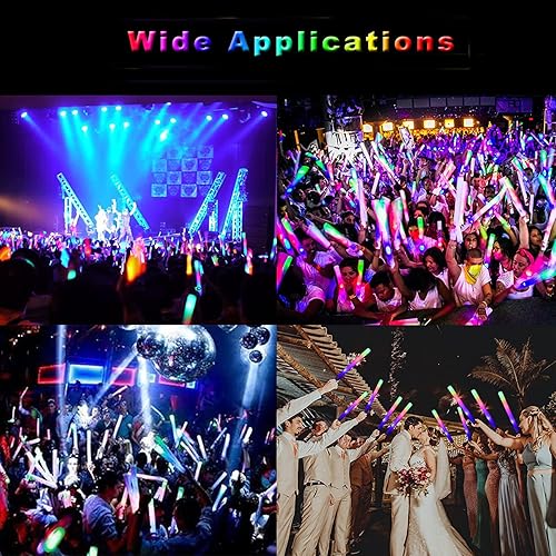 Miniatura 6 de EXCECAR 68 varillas de espuma brillantes, varillas de espuma con luz LED con 3 modos de cambio intermitente, brilla en la oscuridad para eventos,