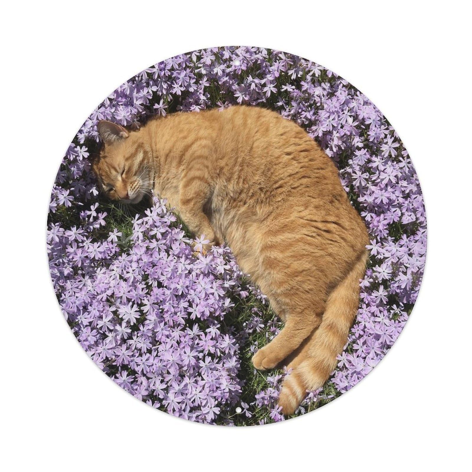 Serenity Nature Pet Cat Flower Poster Metal Tin Sign