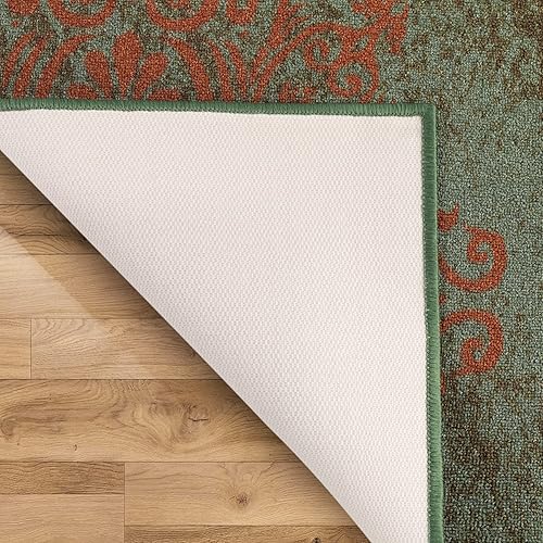 Miniatura 5 de Antep Rugs Alfombras modernas florales 4 x 6 pies antideslizantes (antideslizante) de perfil bajo con parte trasera de goma para interiores (verde,