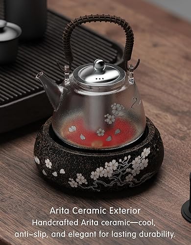 Miniatura 6 de TMASTER Placa eléctrica de 1200 W, placa caliente redonda de cerámica, estufa portátil de cocina, calentador eléctrico para hervir, hacer té, café