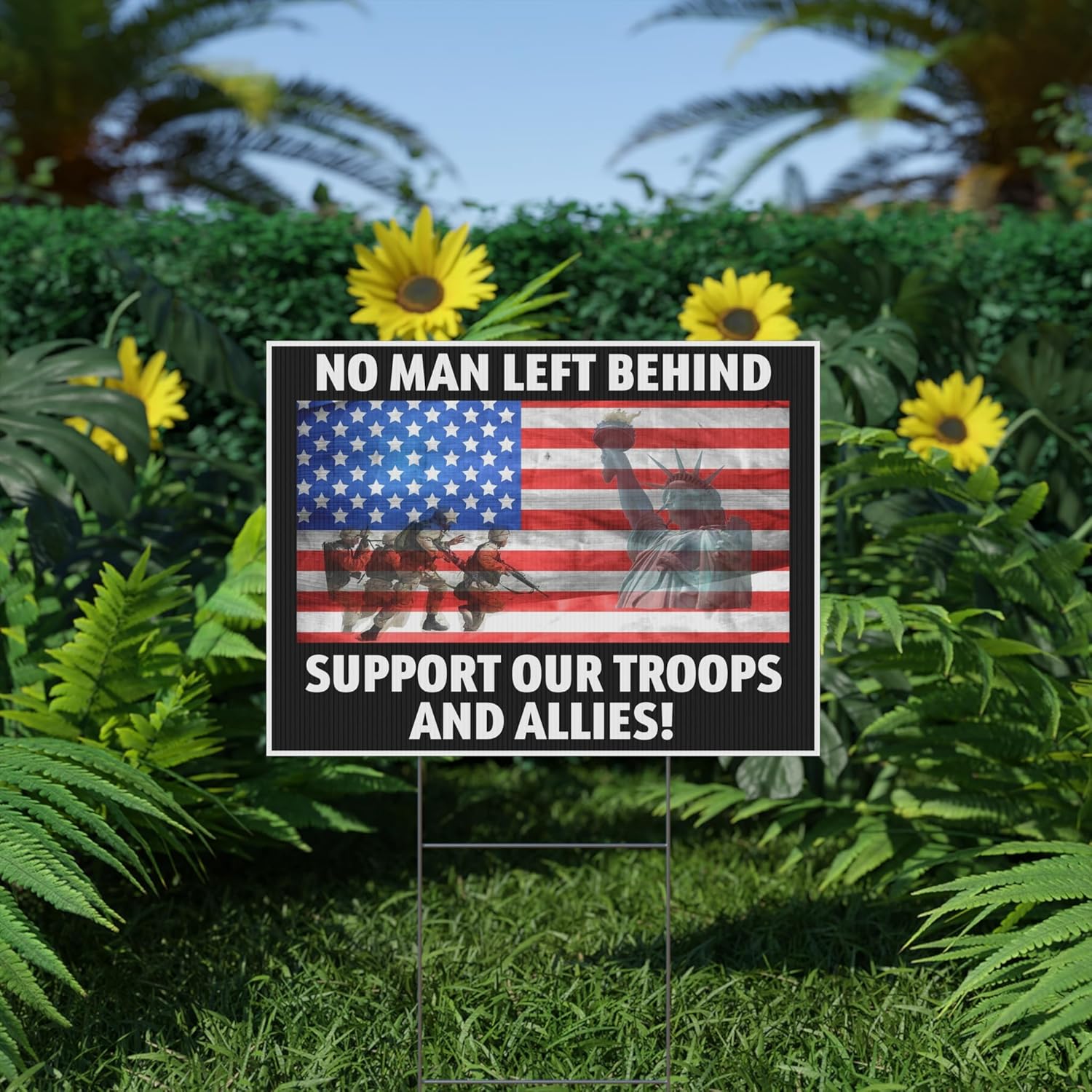 No Man Left Behind Means Something to the Rest of Us Veterans Yard Sign, Full Color Double Sided Patriotic Lawn Signs, Outdoor Weatherproof Corrugated Plastic with Metal H Stake (Black, 24x18 Inches)