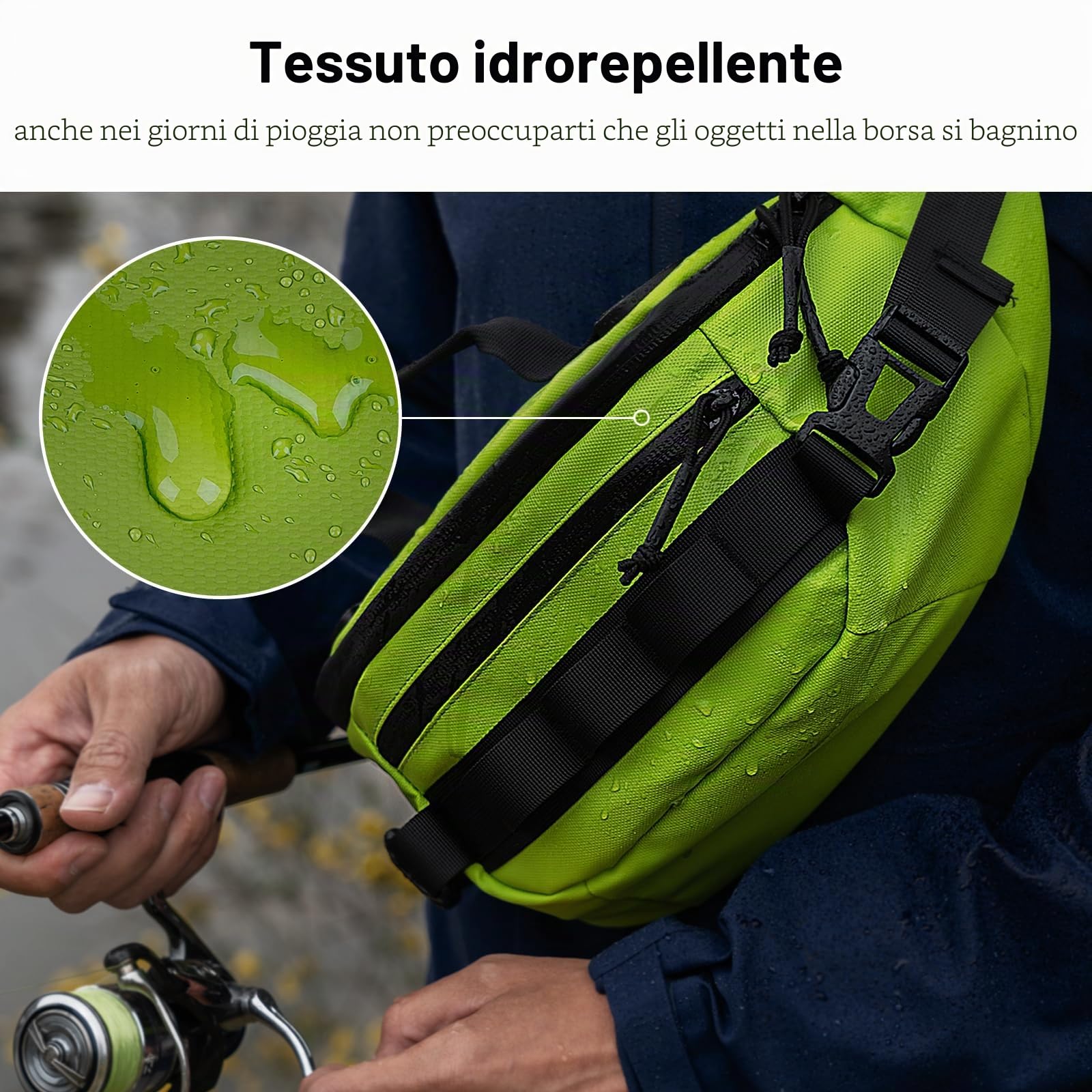THKFISH Borsa per attrezzatura da pesca Marsupio Uomo impermeabile per donna e uomo Borsa a tracolla da pesca