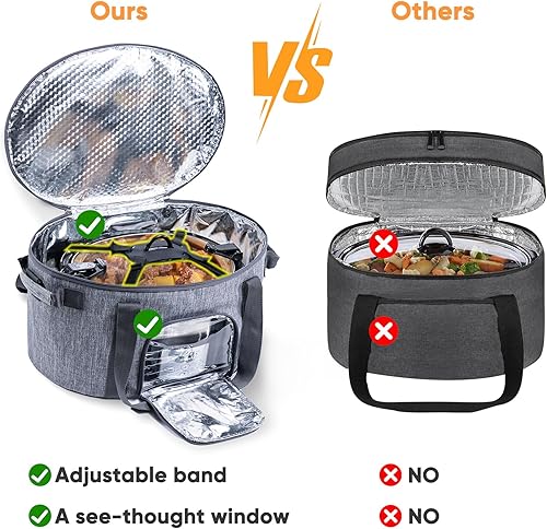 Miniatura 7 de Bolsa de transporte de olla de cocción lenta de doble capa para olla de cocción lenta CrockPot y Hamlton Beach de 6 a 8 cuartos de galón, bolsa de
