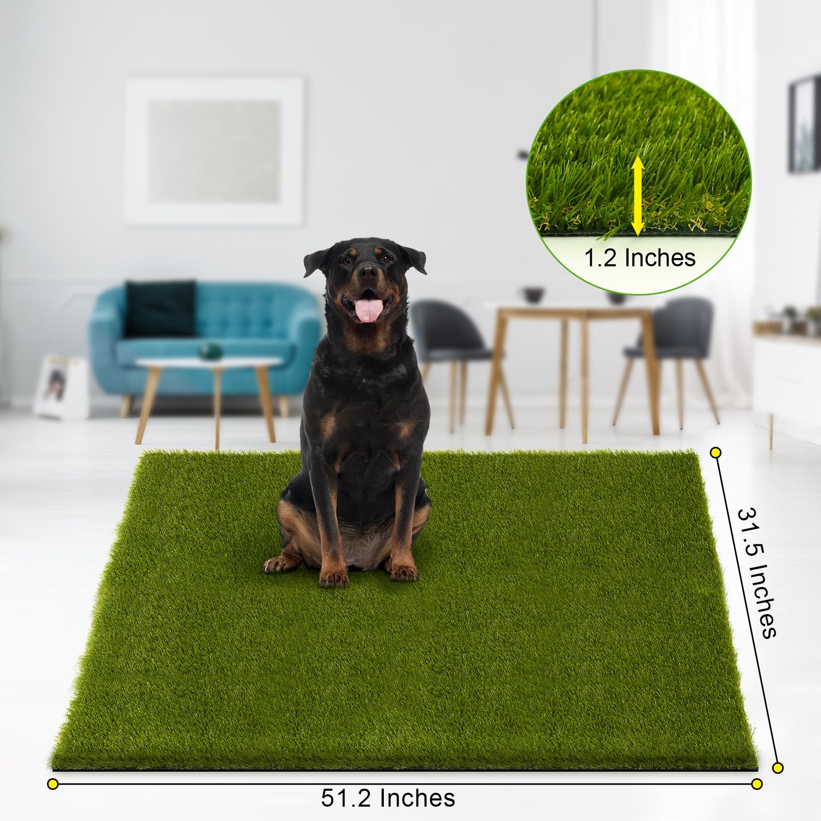 CooRug Tappetino per pipì per cani, 130 x 80 cm, riutilizzabile, tappeto erboso artificiale per cani, lavabile, tappetino di ricambio per uso esterno e interno, con fori di drenaggio