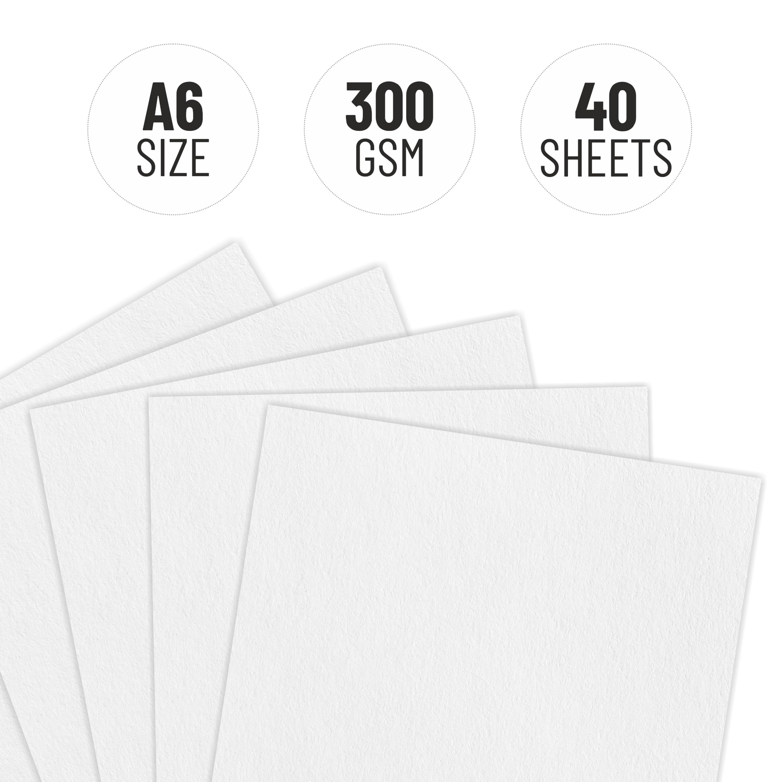 Anupam Aquarellpapier - 300 g/m² - pH-neutral - säurefrei - Kaltpresspapier - 40 Blatt - A6