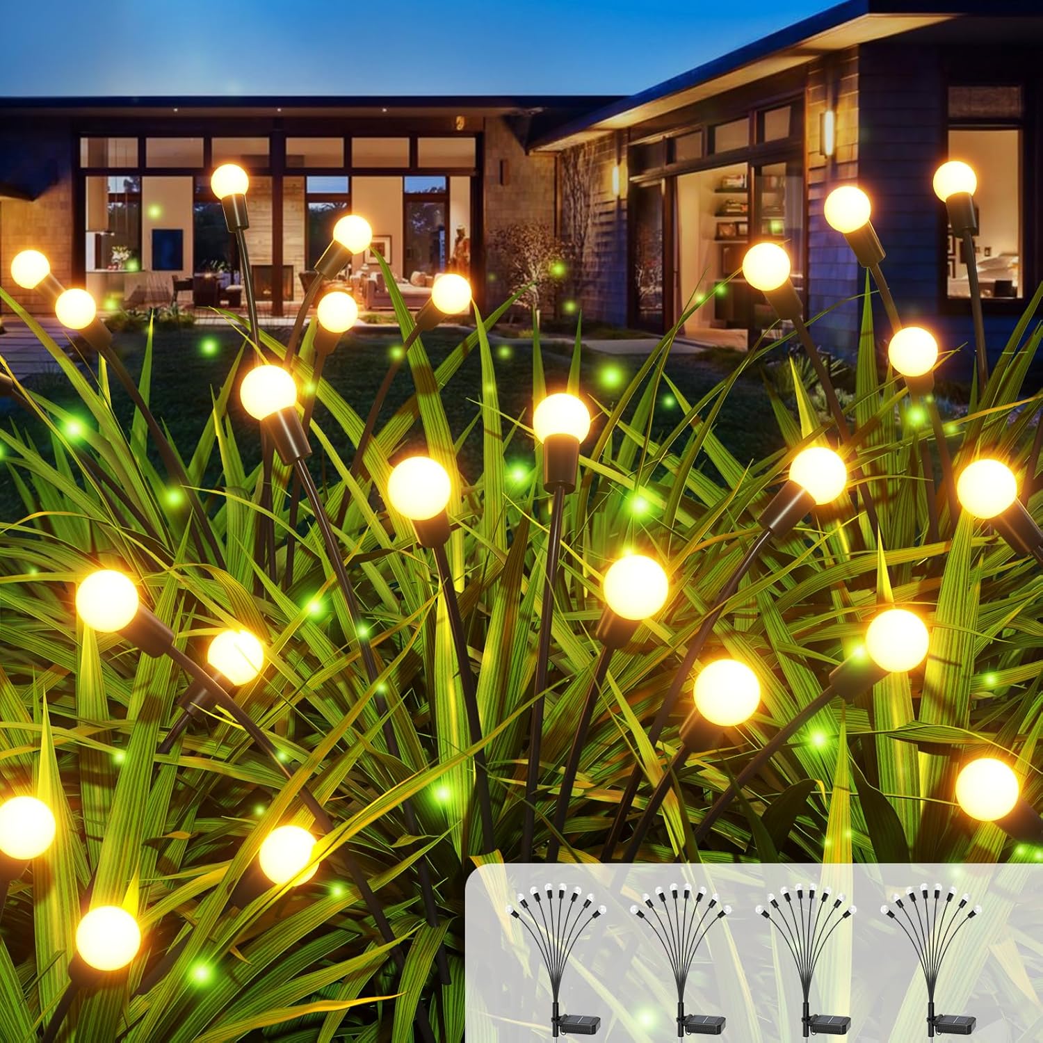 GEARLITE Firefly Solar Lights Outdoor Garden, 4 Pack Super Bright Swaying Solar Garden Lights with 8 LED, Waterproof Garden Lights Solar Powered Christmas Decorations for Pathway Yard Garden Ornaments GEARLITE Firefly Solar Lights Outdoor Garden, 4 Pack Super Bright Swaying Solar Garden Lights with 8 LED, Waterproof Garden Lights Solar Powered Christmas Decorations for Pathway Yard Garden Ornaments