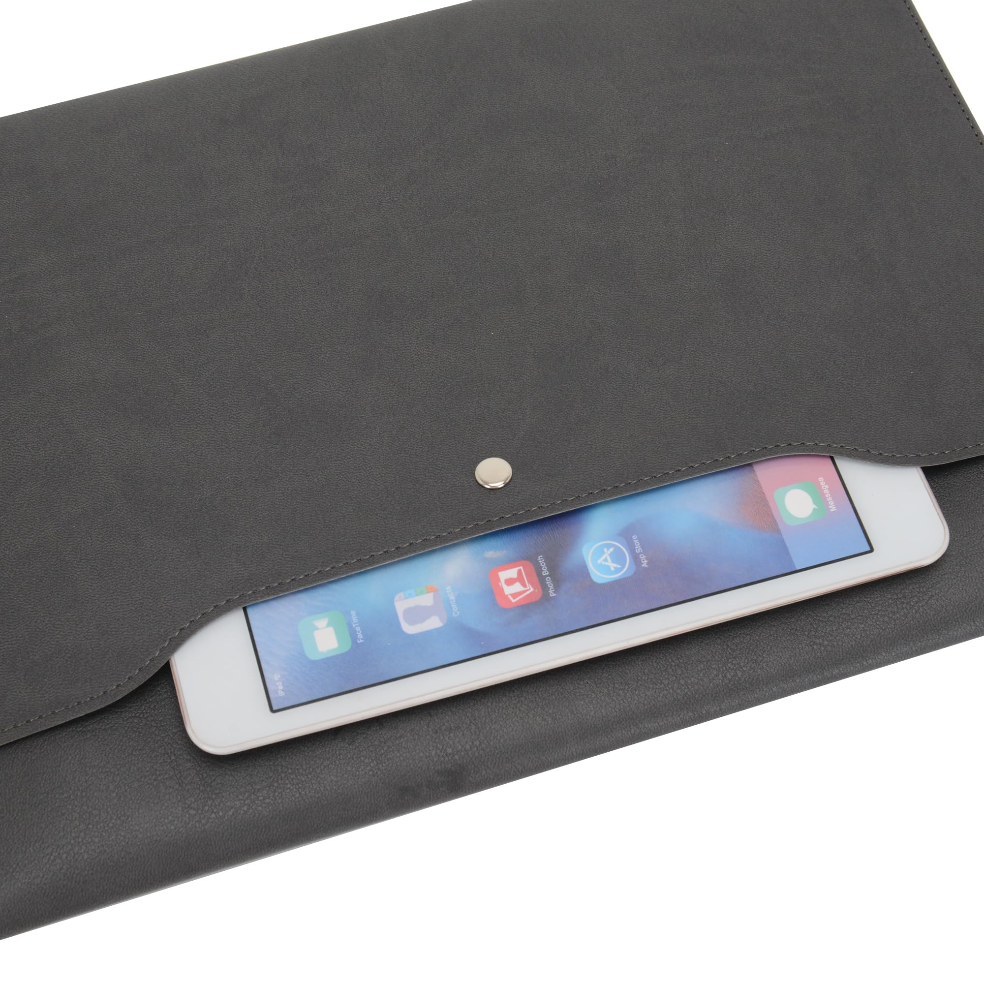 Portadocumenti A4 in Pelle Sintetica Alta Capacità per Portfolio e Tablet PC Grigio Scuro