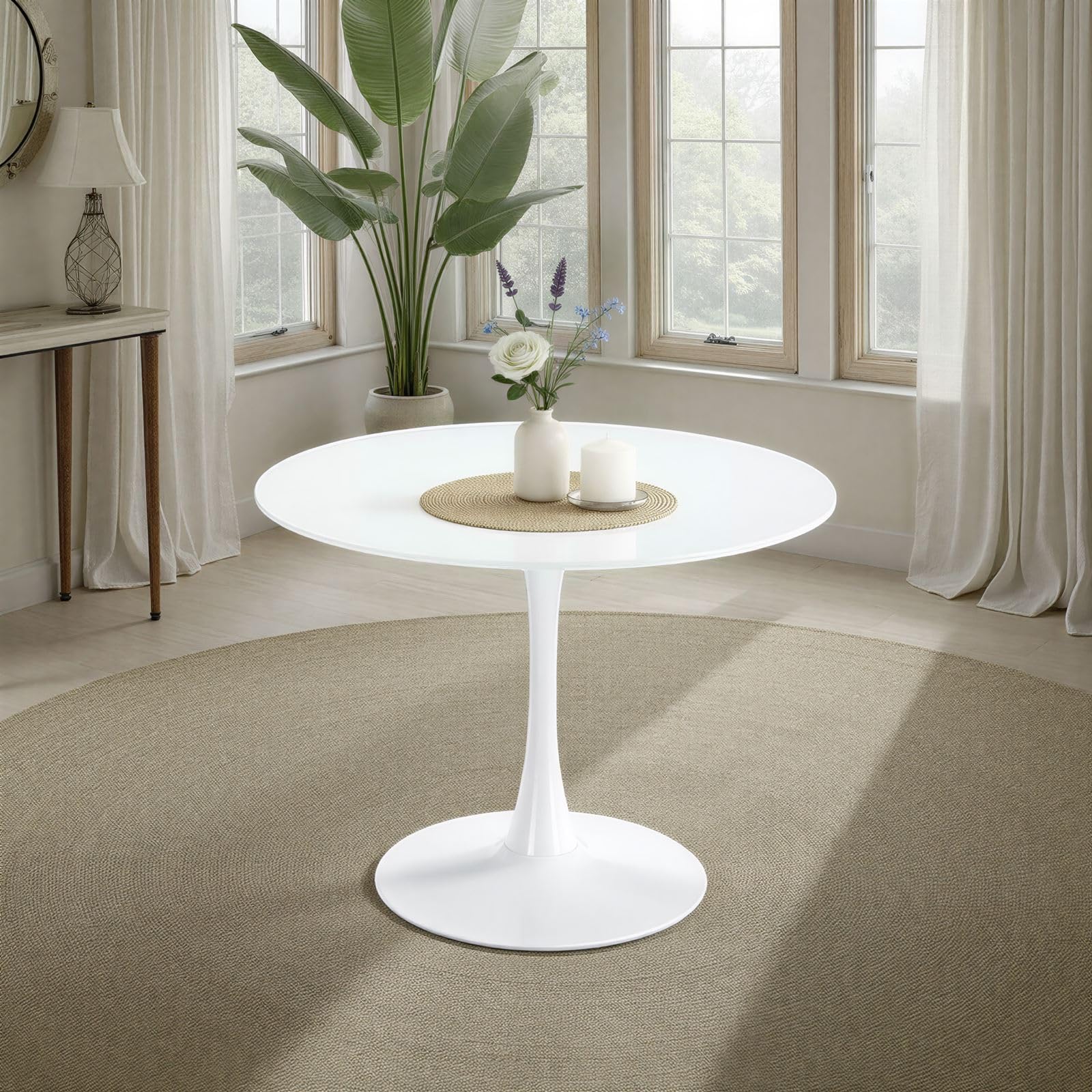 IDIMEX Esstisch Loire, rund 100 cm, Weiß - Esszimmertisch mit Tulpenfuß, runder Küchentisch aus lackiertem MDF, ideal für kleine Essbereiche, modernes Design, pflegeleicht und robust