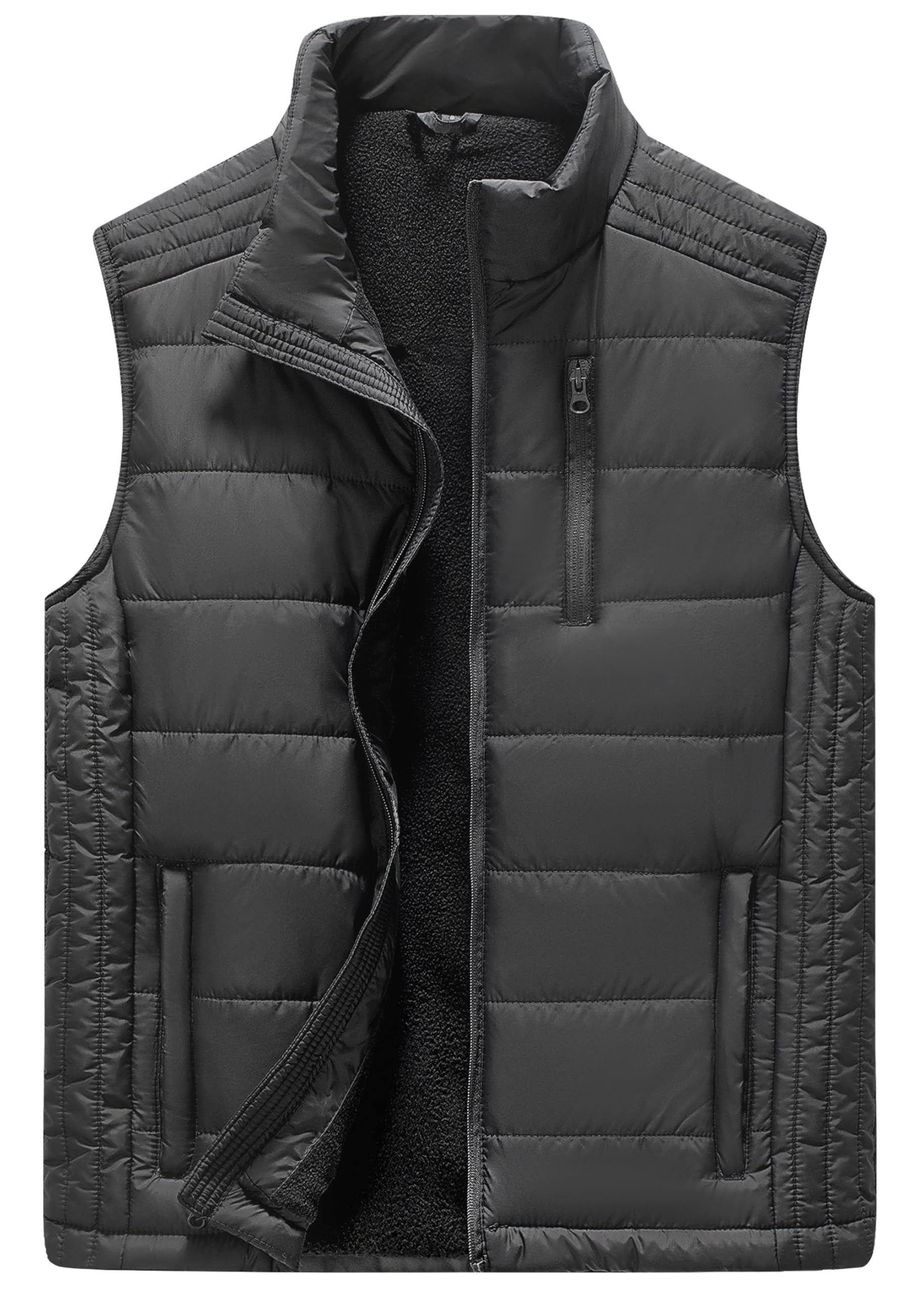 Vcansion Men's Outdoor Casual Stand Collar Padded Vest Coat