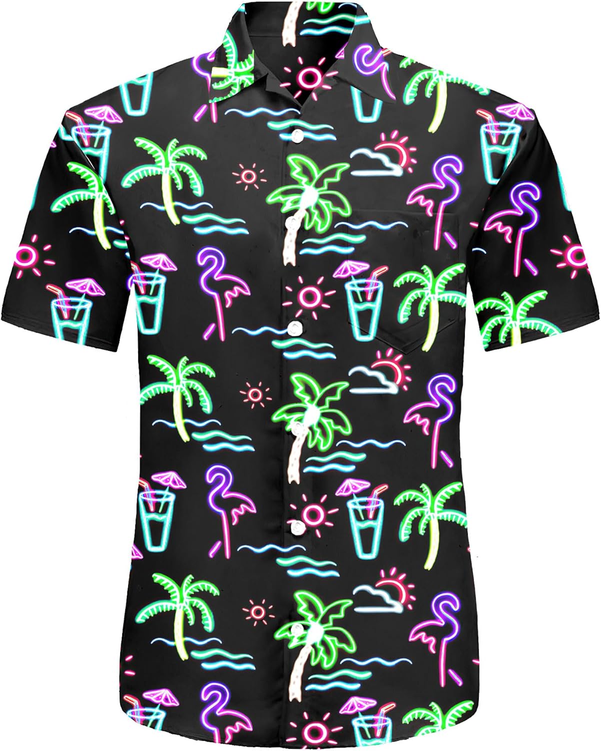 Neon Shirts for Men Button Up Shirts,Mens Neon Shirt Hawaiian Shirt for Men,Mens Beach Shirts Neon Clothes - Image 3