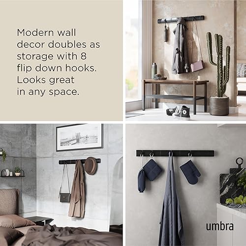 Miniatura 4 de Umbra Flip - Perchero de pared con 8 ganchos, color negro
