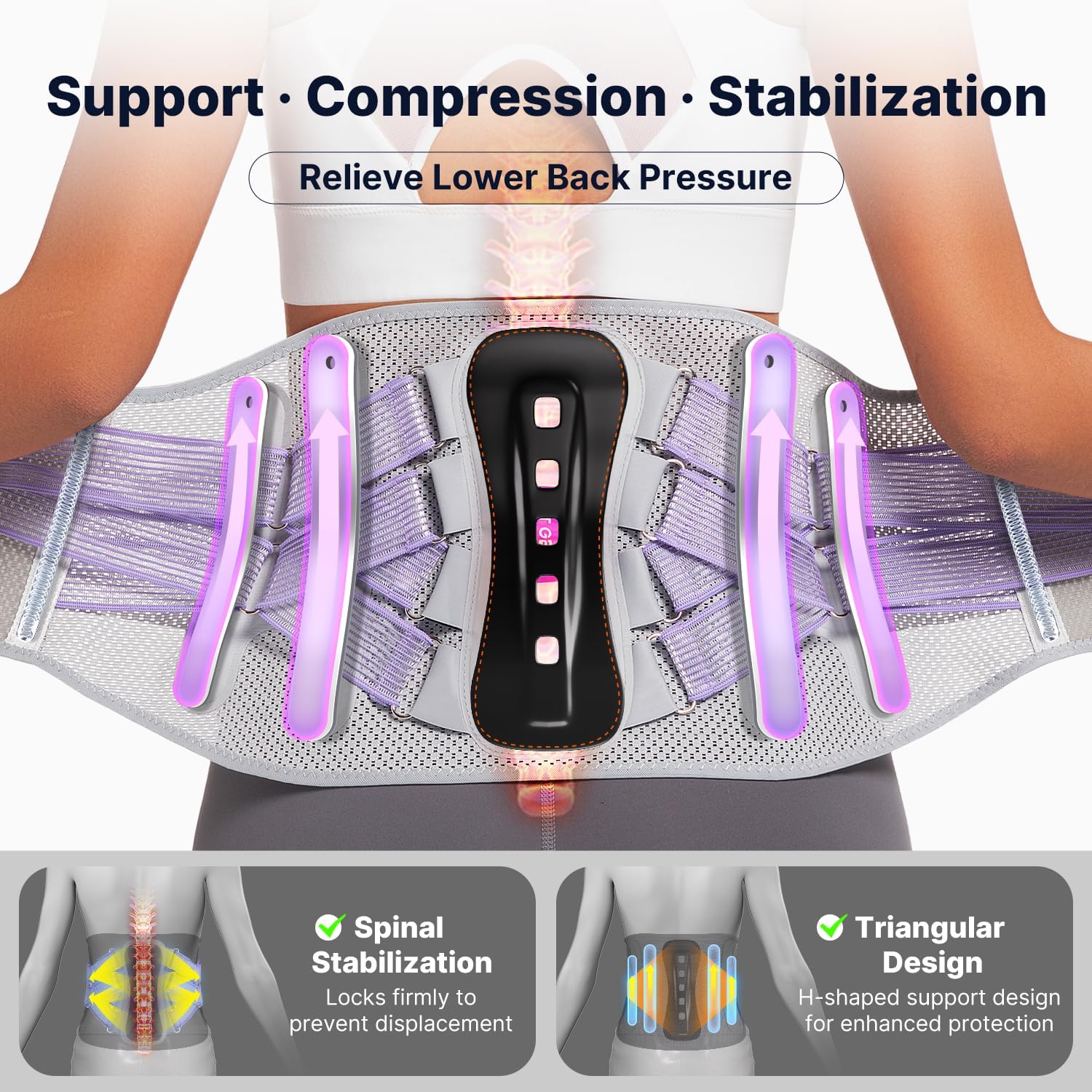 Fit Geno Back Brace for Women Lower Back Pain Relief: Adjustable Support with Ergonomic Lumbar Pad for Herniated Disc Sciatica and Lumbar Strain - Breathable Design (XS/S)