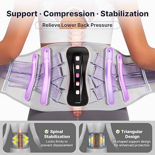 Vista 27 de Soporte de espalda para aliviar el dolor de espalda baja: soporte ajustable con almohadilla lumbar ergonómica para hernia de disco ciática y tensión