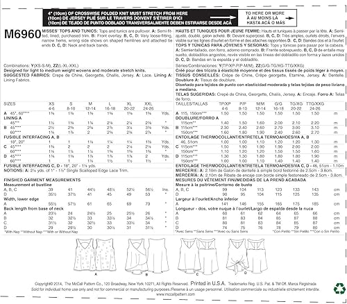 Miniatura 2 de McCall Pattern Company M6960 Misses' Tops y túnicas, talla ZZ "LRG-XLG-XXL"
