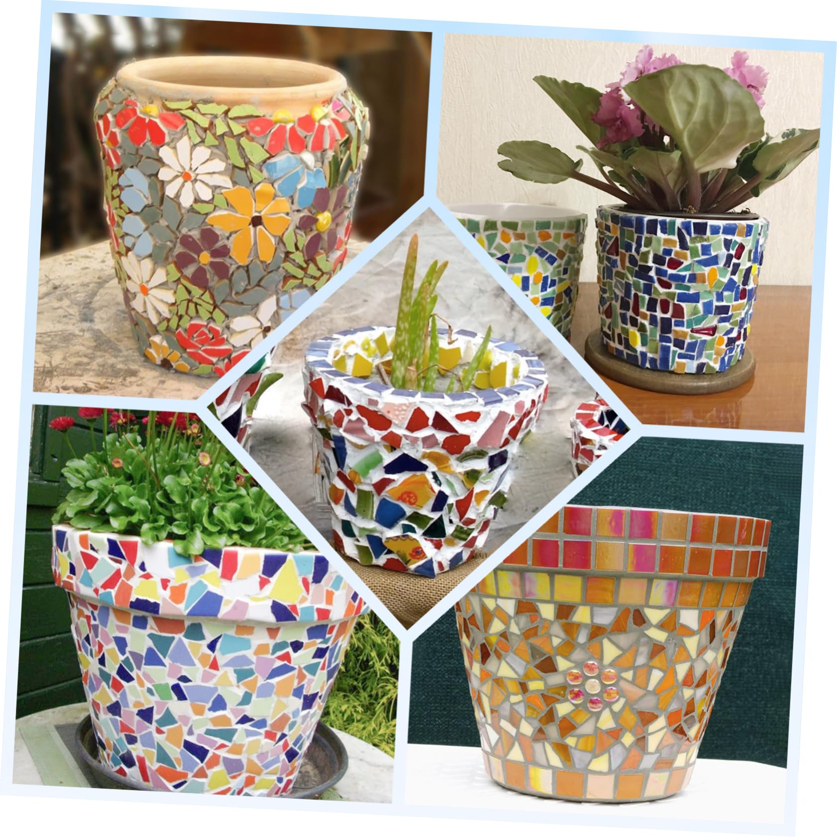 VILLCASE 3 Piezas Teselas de Cerámica Esmaltadas para Bricolaje Irregulares de Mosaico Colorido para Manualidades y Decoración