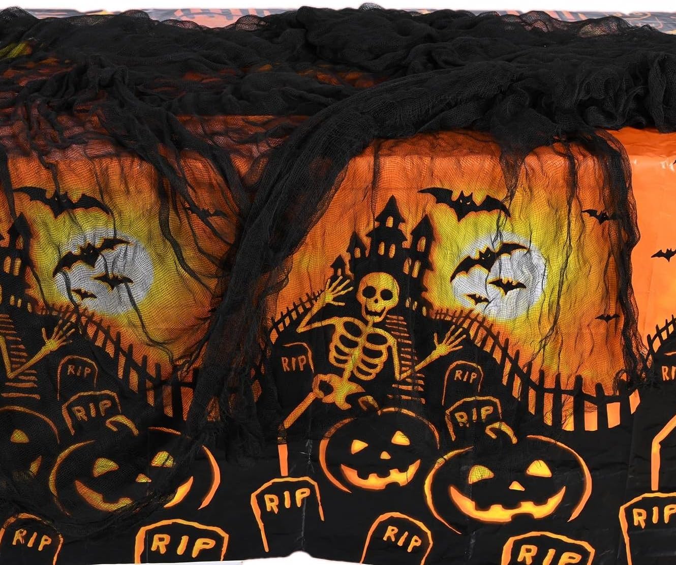 Maxee Black Halloween Creepy Cloth (78×157inch), Super Size Spooky Cloth for Halloween Party Decoration, Fabric Decorations and Party Supplies Decor for Outdoor Garden Yard Home Windows Wall : Home & Kitchen