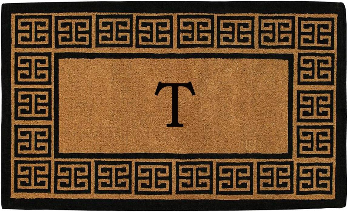 Home & More 180091830T The Grecian 18" X 30" Extra-Thick Monogrammed Doormat (Letter T)