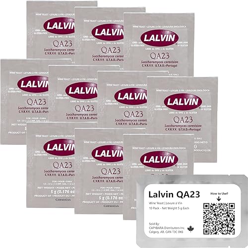 Lalvin QA23 Levadura de vino (paquete de 10) - Hacer Mead de Sidra de Vino Kombucha en casa - 0.18 oz Sachets - Saccharomyces cerevisiae - Vendido
