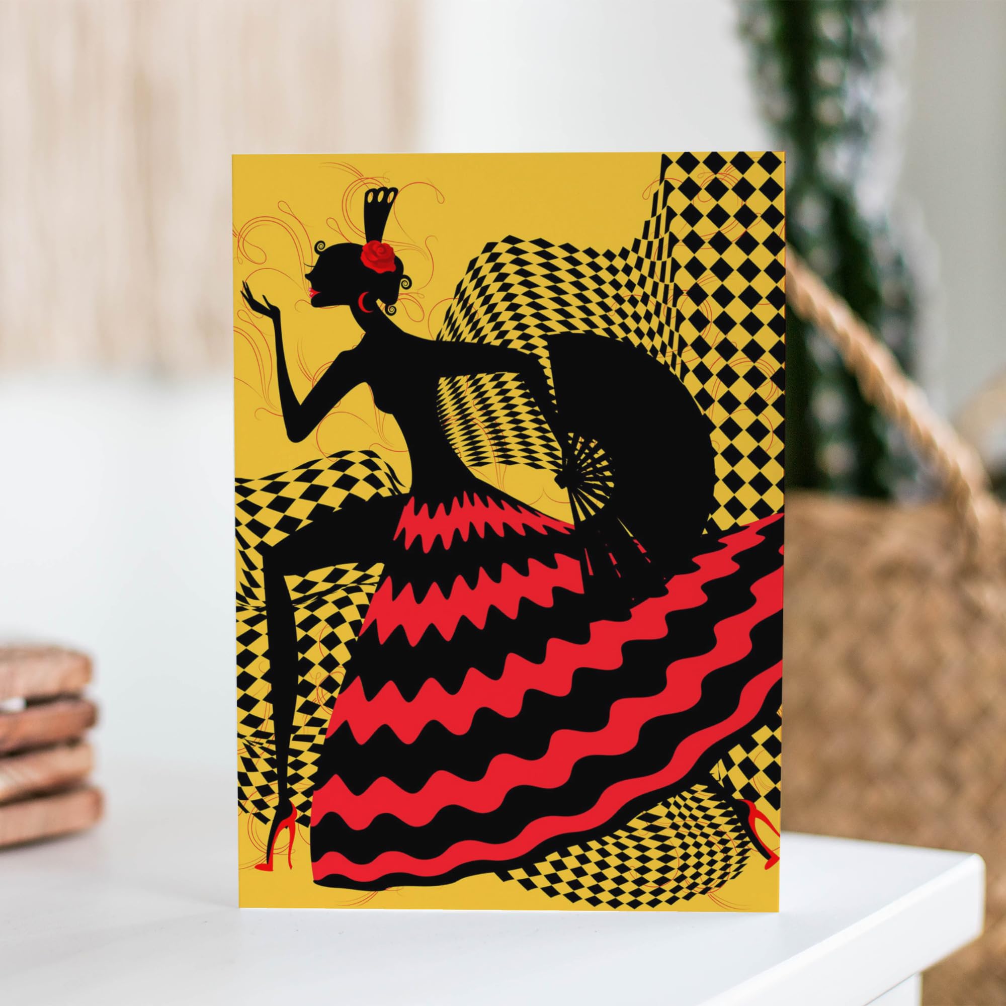 Wee Blue Coo MALOWANIE HISZPAŃSKIEGO TANCERA FLAMENCO DESIGN PUSTE kartka urodzinowa