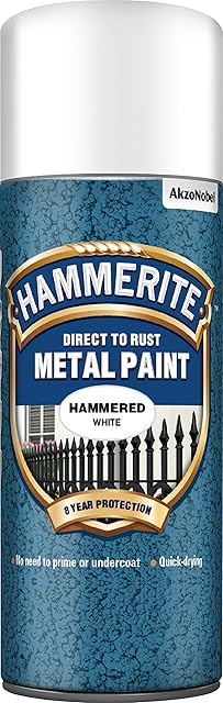 Hammerite 5084784 Metal Paint: Hammered White 400ml (Aerosol)
