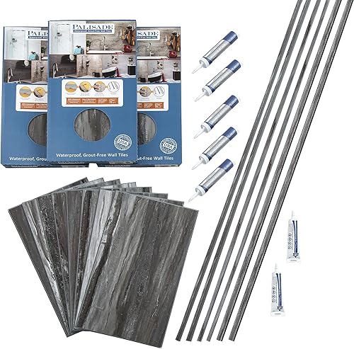 Palisade Kit envolvente de azulejos para ducha y bañera de 256 pulgadas x 148 pulgadas en granito Prado