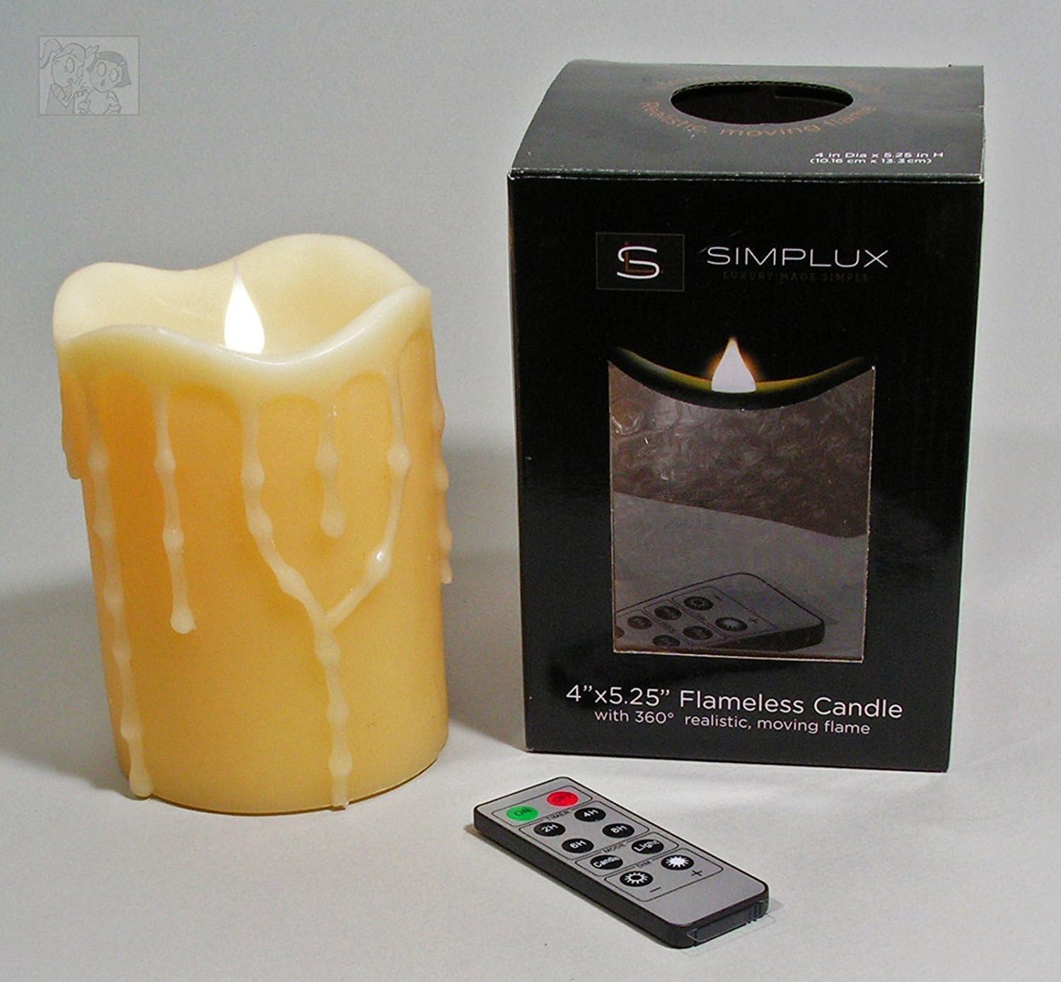 4x51/4 Inch Simplux Dripping Wax Yellow Flameless LED Candle with