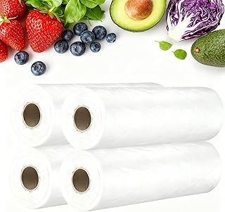 Food Storage Bags,12" x 16" Plastic Produce Bag on a Roll, Fruits, Vegetable, Food Storage, Bread and Grocery Clear Bags, 350 Bags Per Roll (4 Roll=1400 bas)