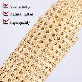 Buy AIEX 15.7inch Width Cane Webbing, Natural Square Rattan Webbing
