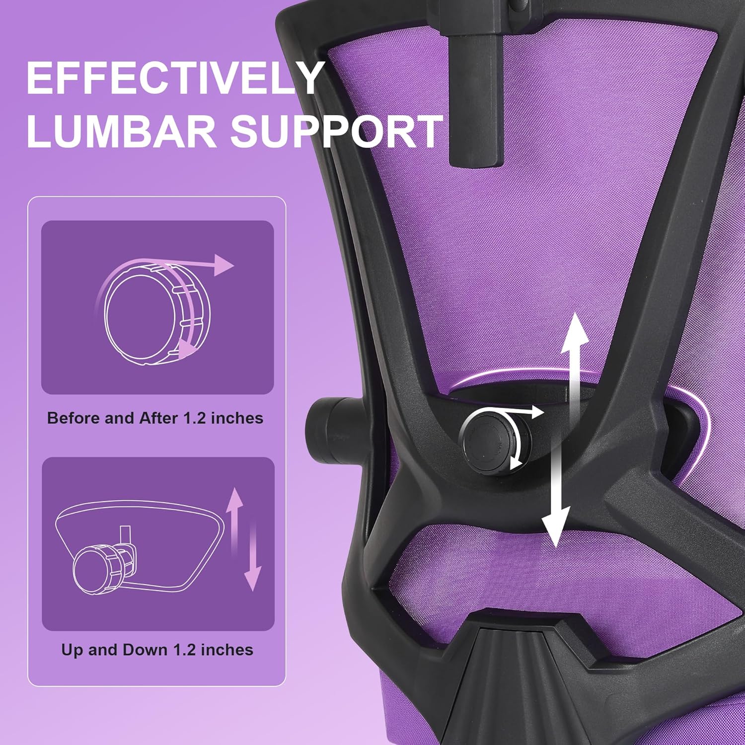 Misolant - Silla Ergonómica De Oficina, Silla De Computadora Con Soporte Lumbar, Silla De