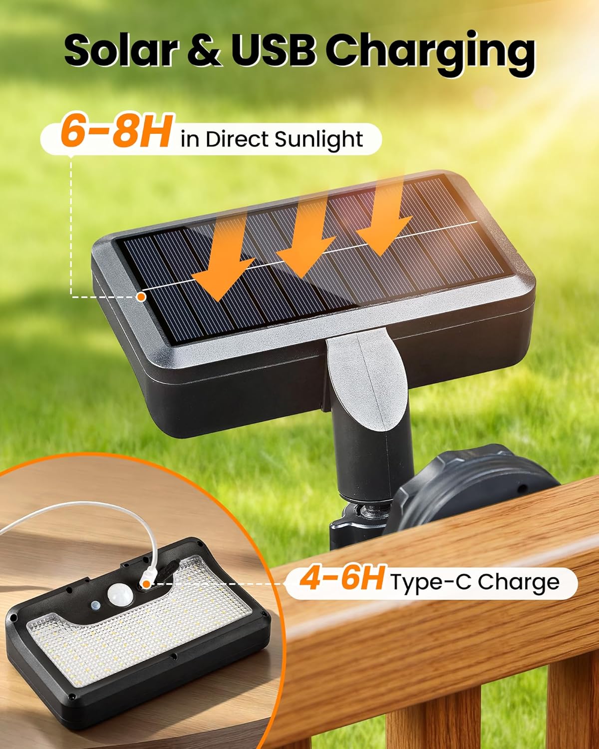 Magnetic Solar Lights Outdoor, 600LM Motion Sensor Solar Wall Lights Outdoor with 270° Wide Angle, IP65 Waterproof Magnetic Solar Security Light for Wall Patio Backyard Fence Garage Deck (1 Pack)