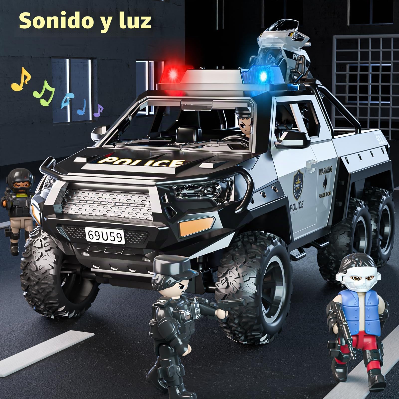 Doloowee Juguete de coche de policía para niños 3 4 5 6 años