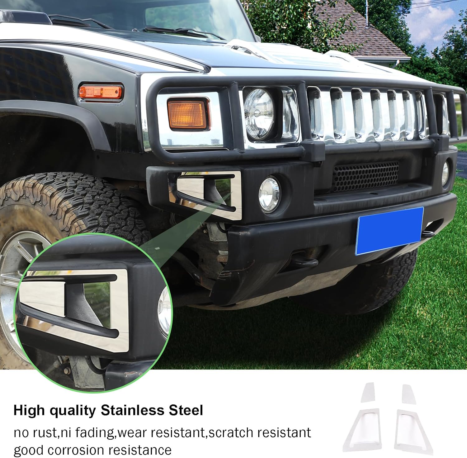 Front Bumper Corner Bezels Protective Frame Cover Decorative Molding Compatible with 2003-2007 Hummer H2,Front Bumper Corner Bezels Car Accessories