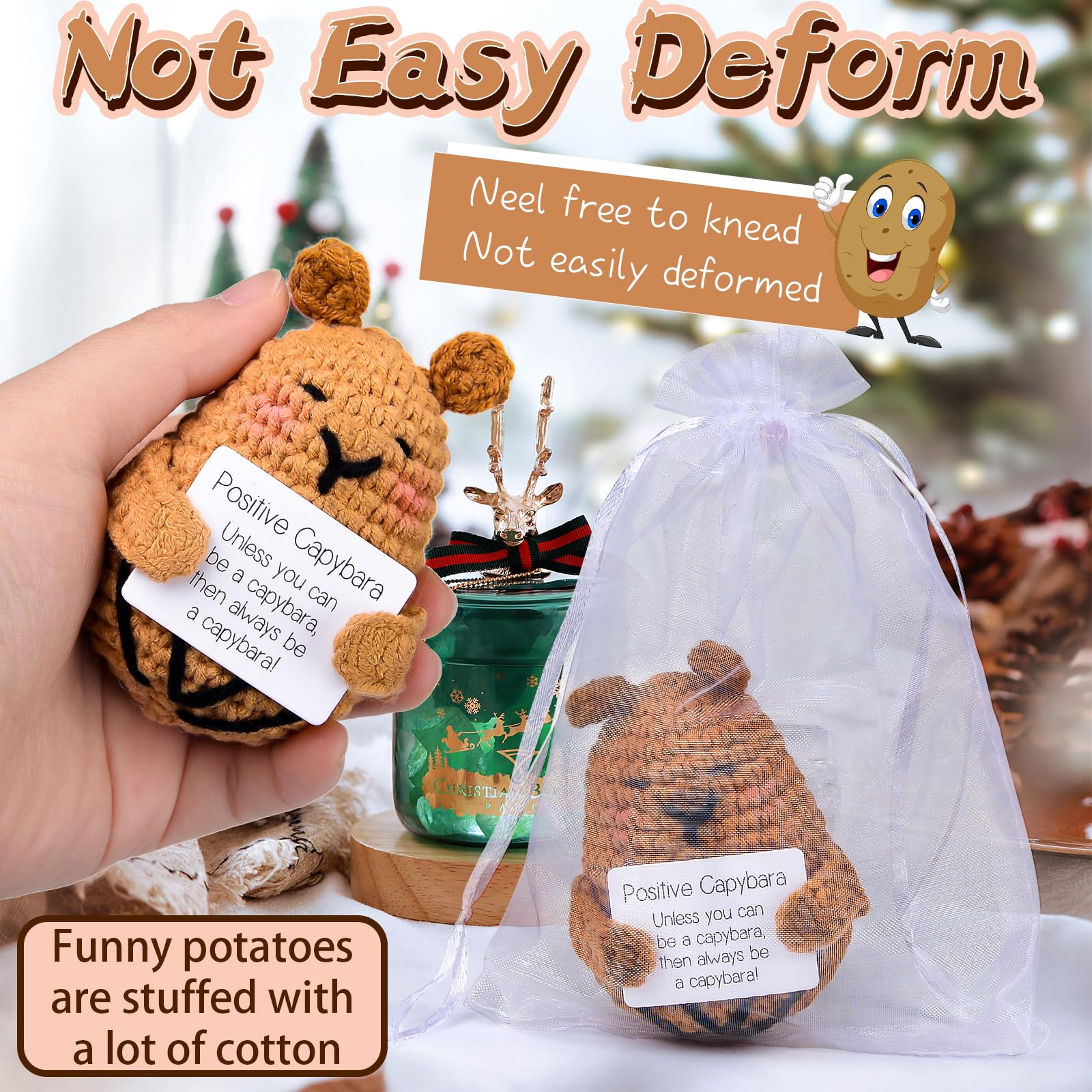xinrongda Pocket Hug Positive Capybara, Creative Knitting Wool, Capybara Doll, A Small Embrace, Best Friend, Gift, Small Gift for Girlfriend, Family, Boyfriend, Patient, Capybara