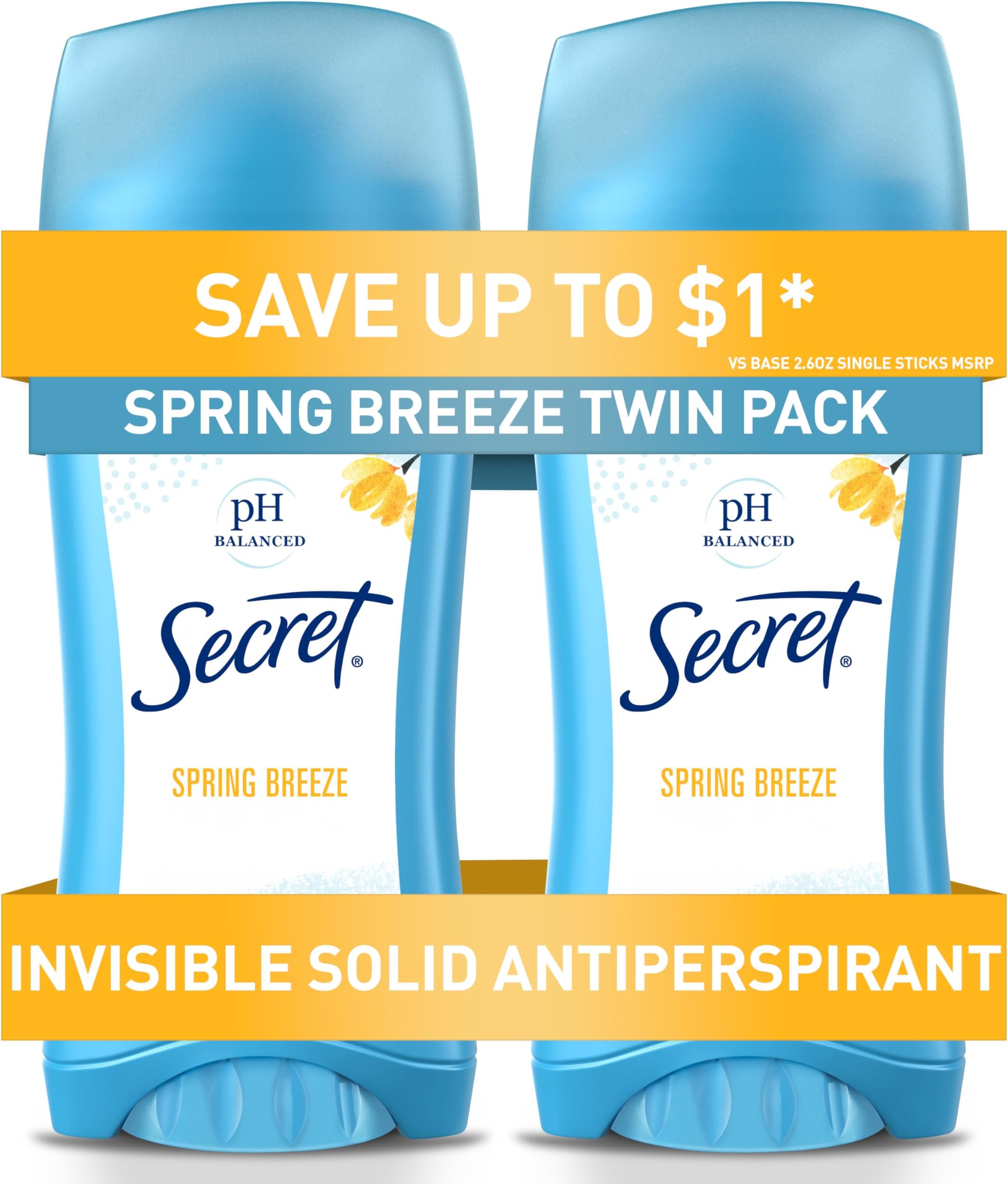 Spring Breeze Scent Invisible Solid Antiperspirant & Deodorant Twin Pack 5.2 Oz