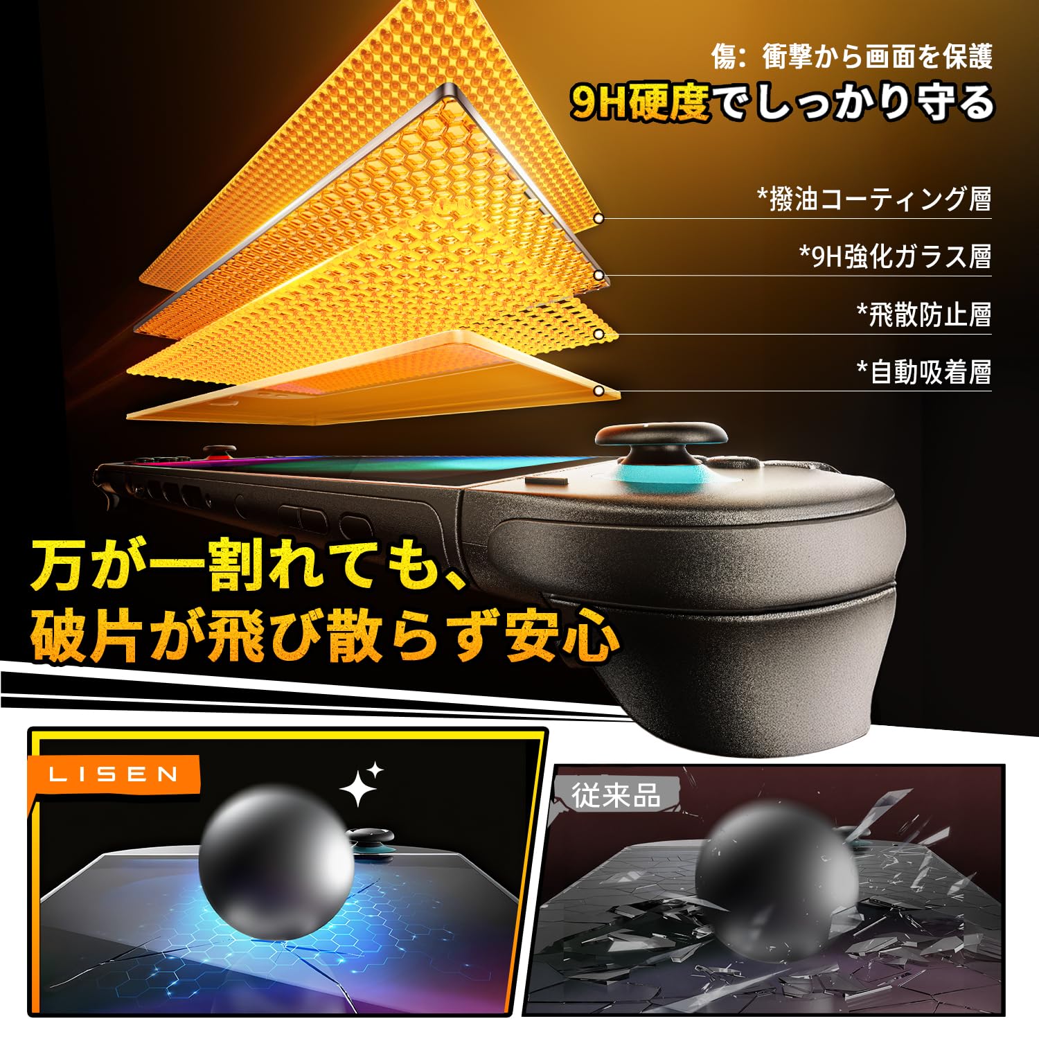 Amazon.co.jp: LISEN switch 2 保護フィルム【2枚入り】全面保護 強化