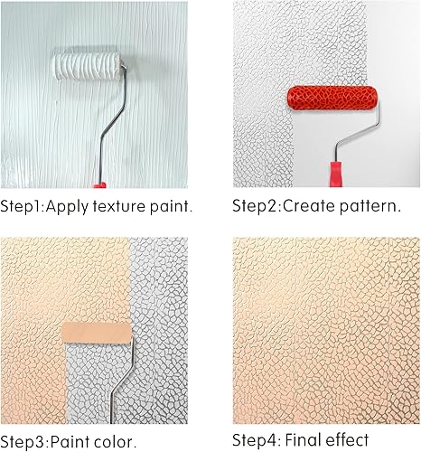 Miniatura 5 de Rodillo de textura de 7 pulgadas DIY para arte decorativo, rodillo de pintura con patrón de goma para decoración de paredes, muebles y suelos