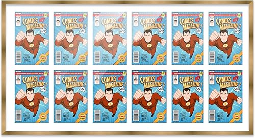 Miniatura 172 de Poster Palooza Marco de cómic con paspartú para 4 cómics de la era actual publicado después de 1985, marco de cómic negro para cómics de 6.875 x