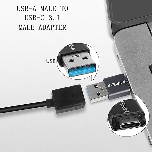 Miniatura 3 de QIANRENON 5 unids USB 3.1 macho a USB C macho adaptador USB A a USB C conector 10 Gbps, compatible con sincronización de datos OTG para teléfono
