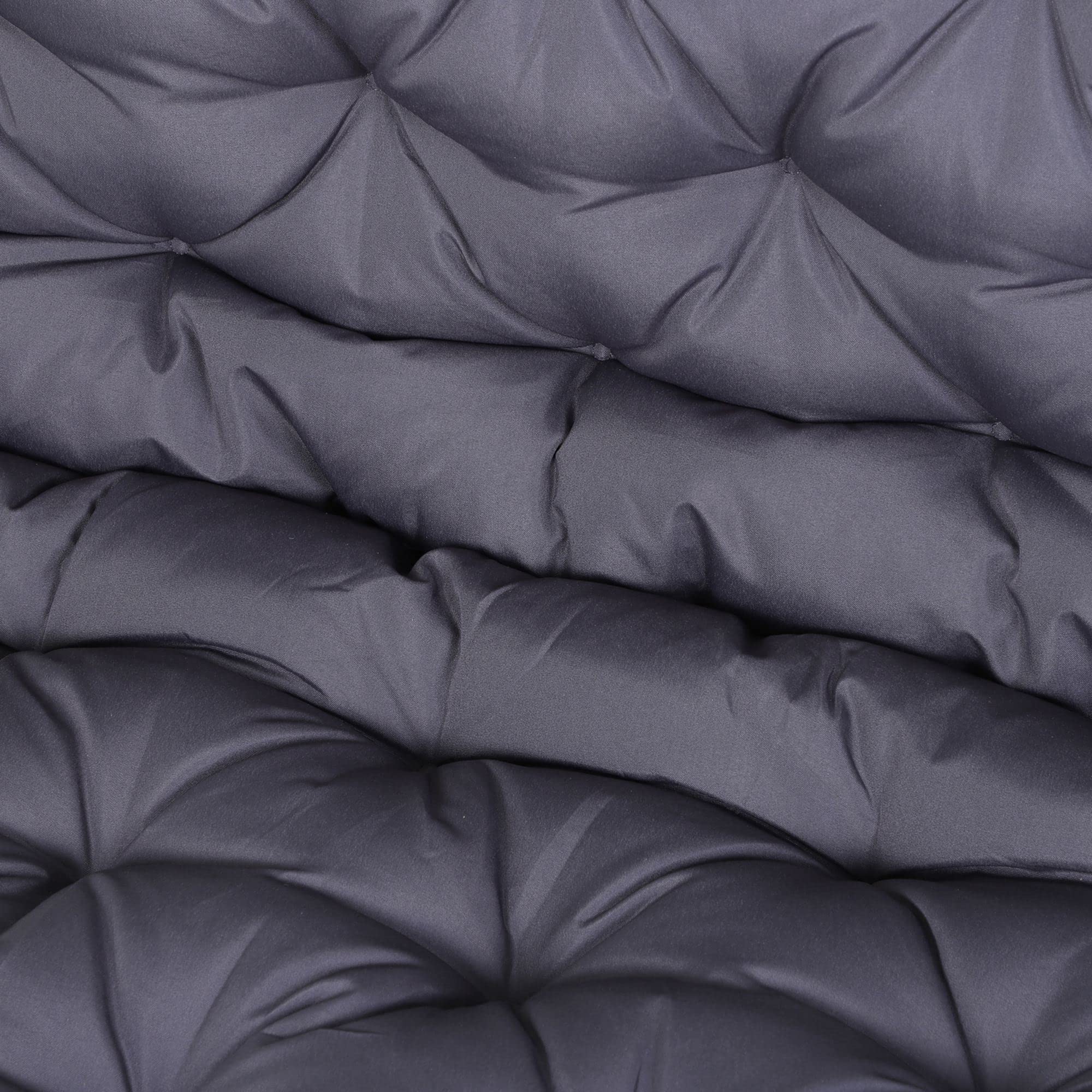 Outsunny Cuscino da Giardino 2 Posti per Sedute da Esterno con Schienale e 6 Lacci, Cuscino da Esterno Imbottito in Cotone e Poliestere, per Divani Dondoli Panche, 132x110x10 cm, Grigio Scuro