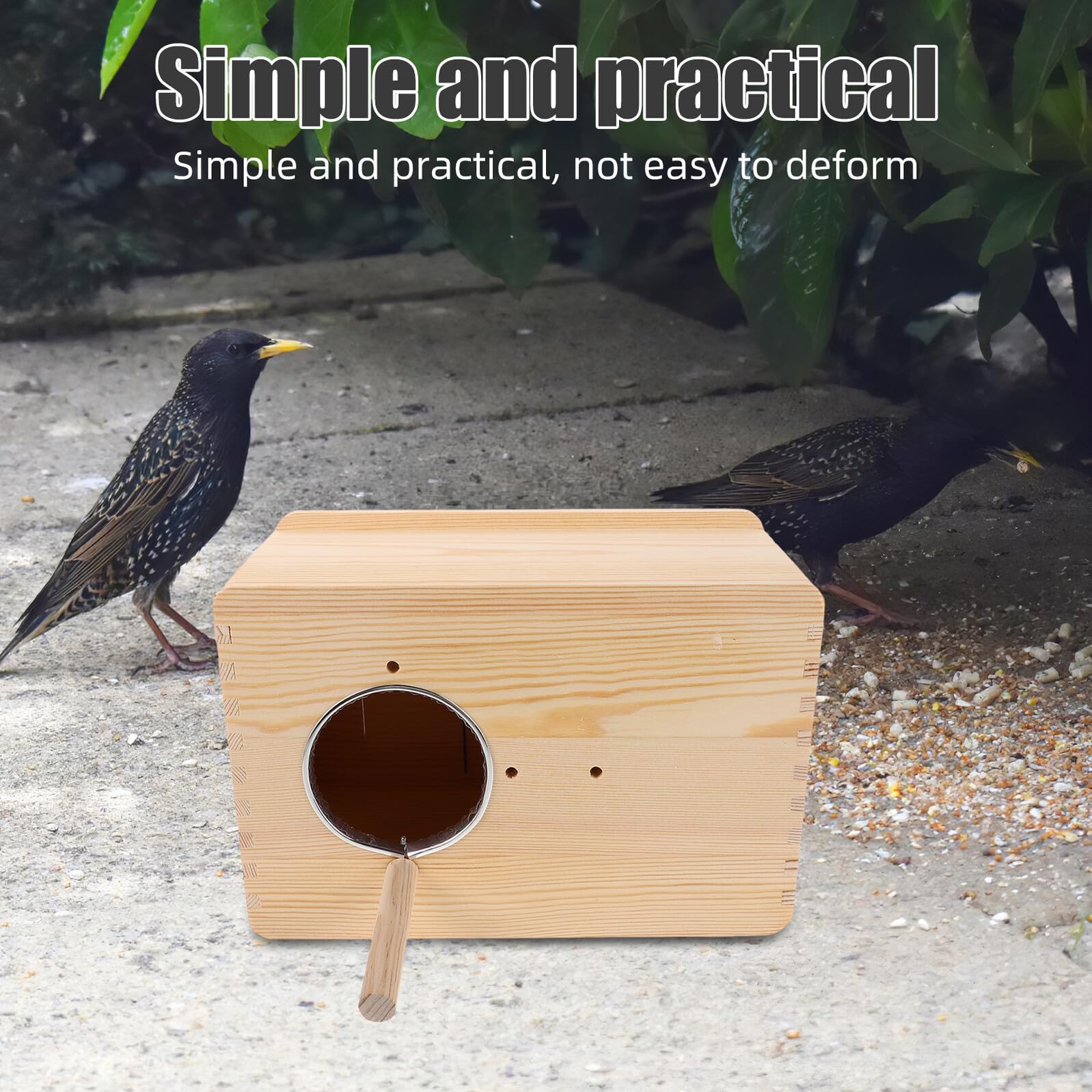 DOITOOL Caja de Anidación para Periquitos de Madera Maciza con Ventana de Observación Nido Colgante para Cría de Ninfas y Loros Aislamiento Térmico para Jardín y Patio