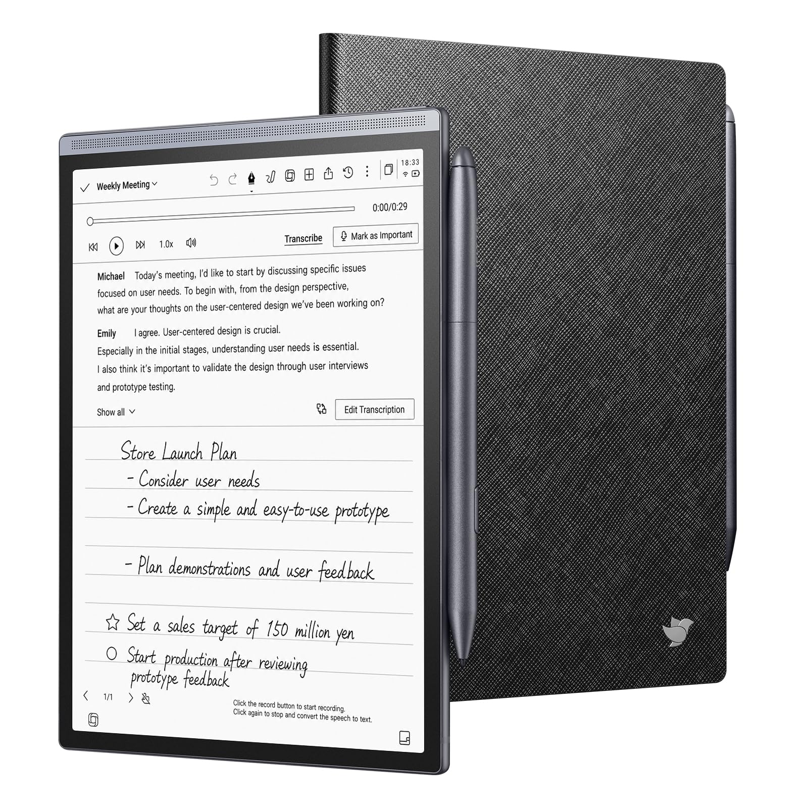 iFLYTEK AINOTE Air 2, 8,2 Zoll AI Notiztablett, E Ink Digitales Notizbuch mit Stift, Voice-to-Text Transkription, Mehrsprachiger Meeting-Minuten-Zeitplan