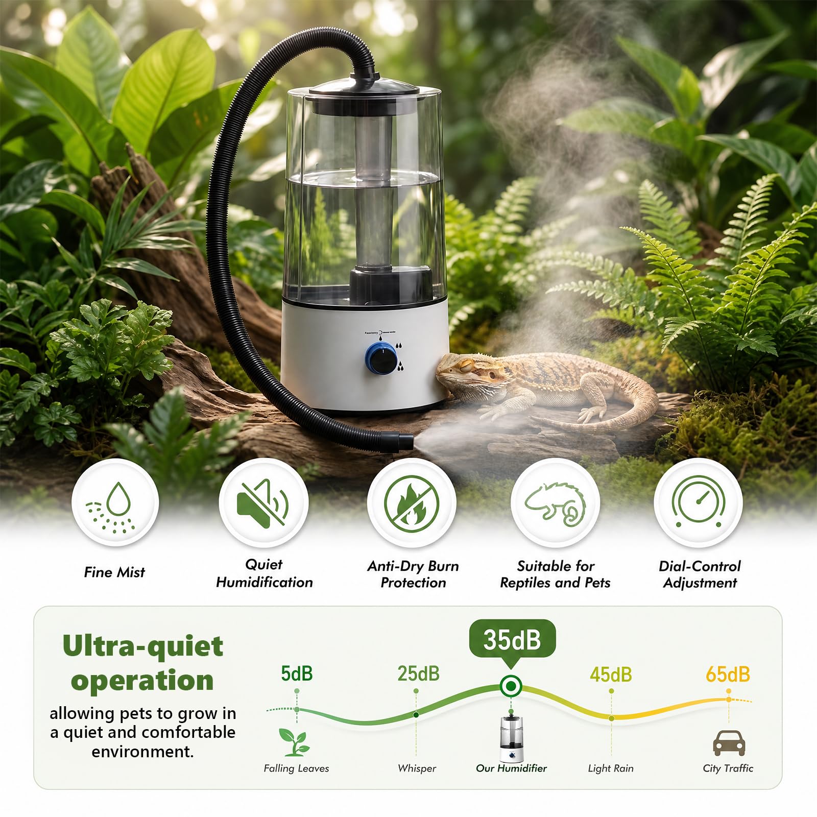 Reptilien Luftbefeuchter,Terrarium Vernebler 4L,smart reptile humidifier reptilien luftbefeuchter Dreistufige Sprühgrößeneinstellung, Terrarium Luftbefeuchter für Eine Vielzahl von Reptilien