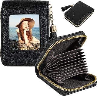 RFID Blocking Wallet for Women, 9 Organ Credit Card Holder 1 ID Window and 2 Coin Banknote Slots Small Wallets Compact Leather Tassel Zipper Purse