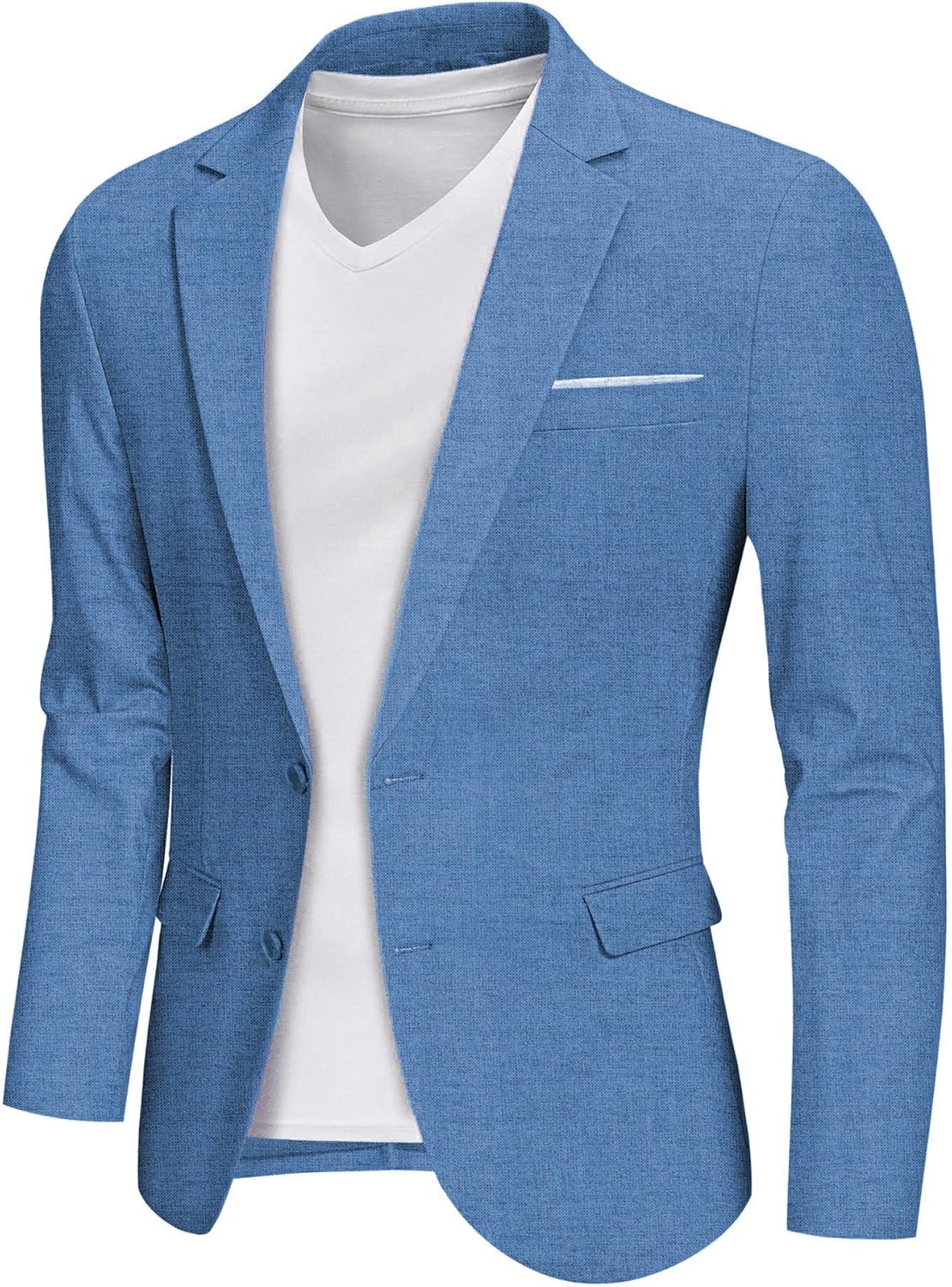MY’S Men’s Casual Two Button Linen Suit Jacket, Slim Fit Business Daily Sport Coat Lightweight Blazer