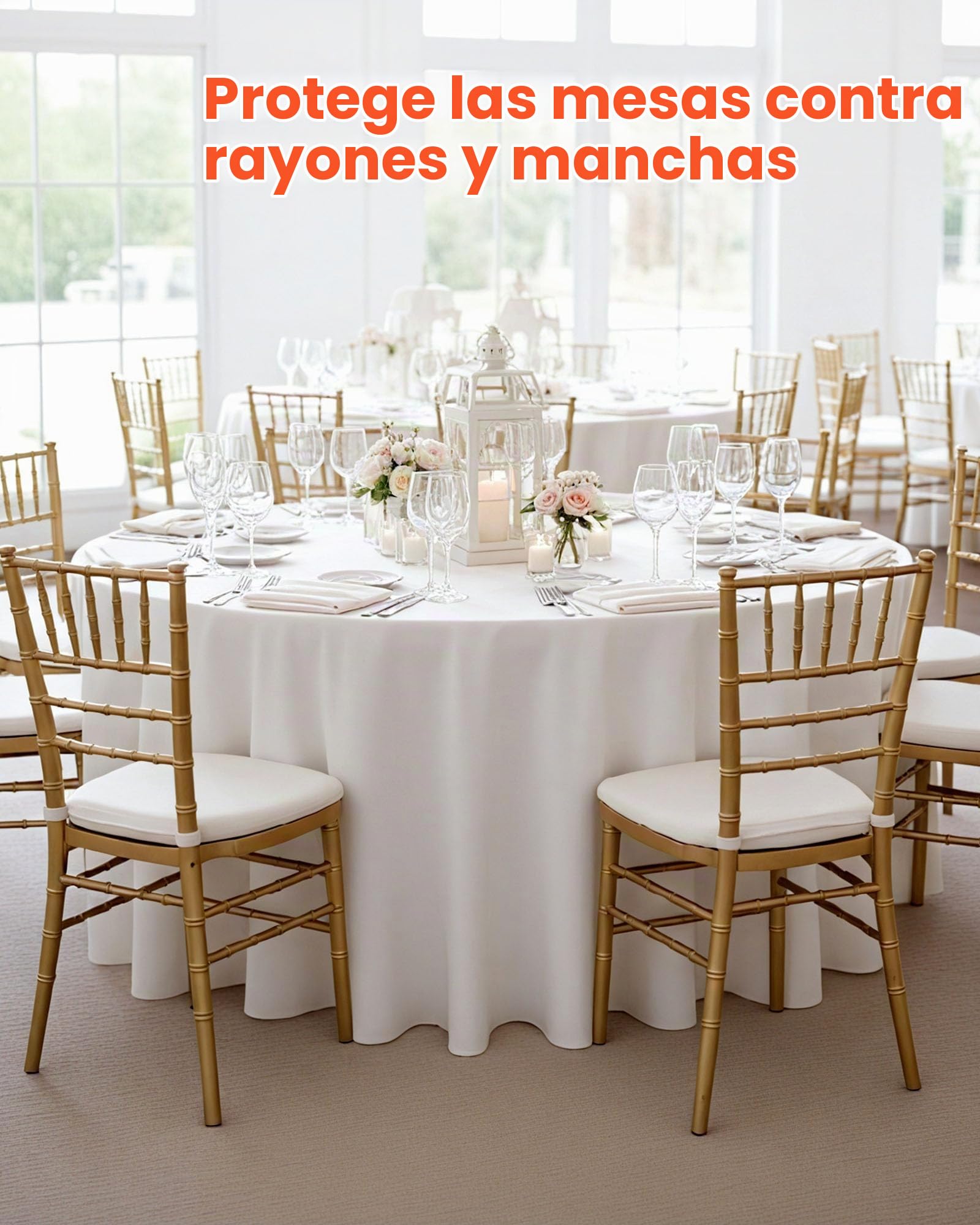 VEVOR Manteles Redondos de 3048 mm, Elegantes y Versátiles, Resistentes a Las Arrugas, Lavables a Máquina, de Poliéster, para Fiestas, Bodas, Banquetes y Eventos Formales, Color Blanco, 6 uds