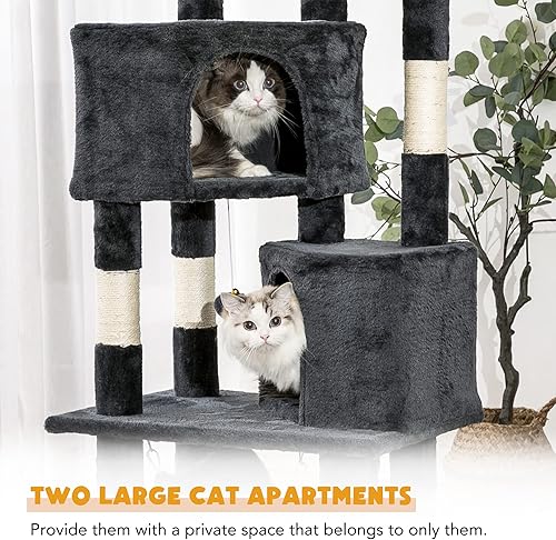 Miniatura 5 de Quuzee Árbol para gatos de interior  Torre alta para gatos de varios niveles con condominios, postes rascadores de sisal y hamaca, percha superior