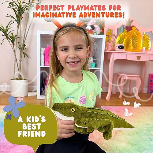 Miniatura 3 de Forest & Twelfth Mini cocodrilo para mamá y bebé, animales de peluche para niños, decoraciones de safari para baby shower, decoración de guardería,