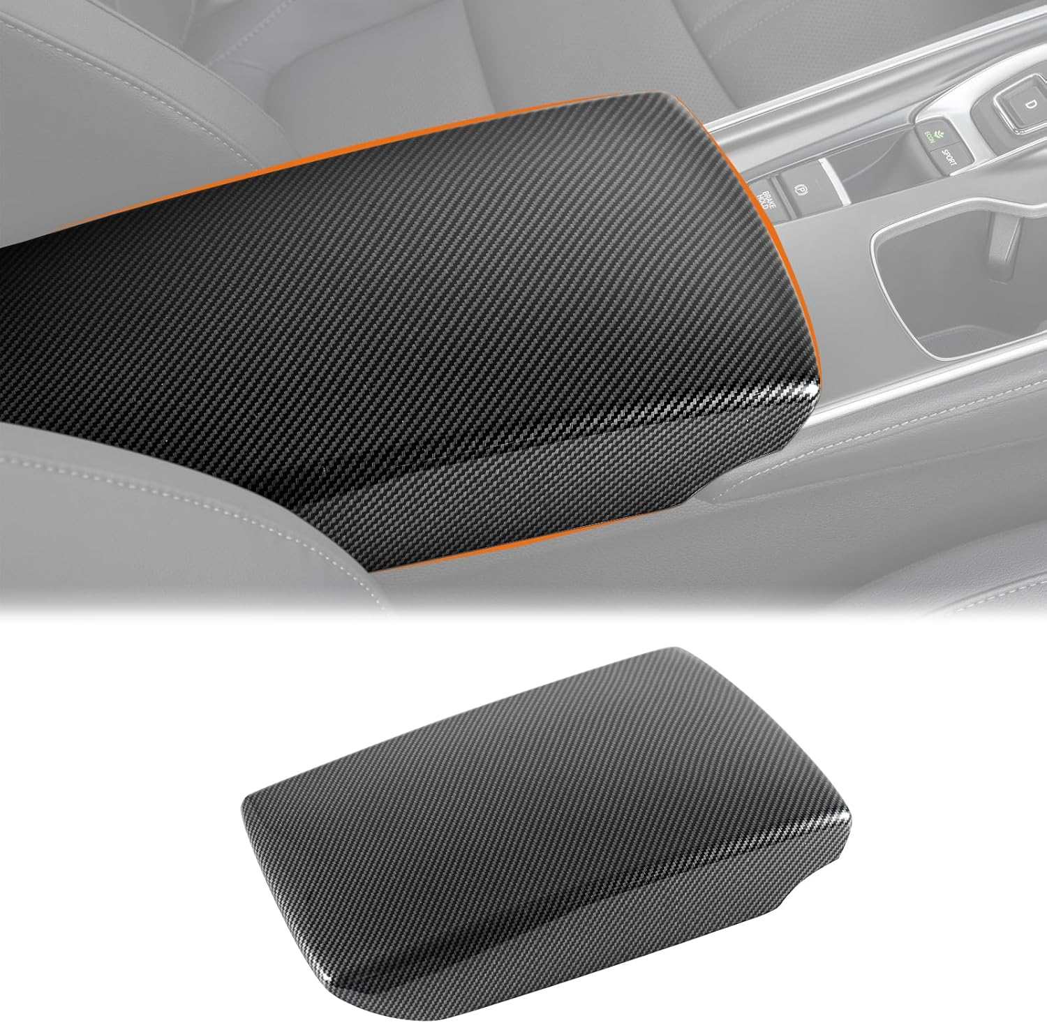 Carbon Fiber Center Armrest Cover Compatible with Honda Accord 2018–2022, Interior Console Lid Trim Accessories for 10th Gen Accord